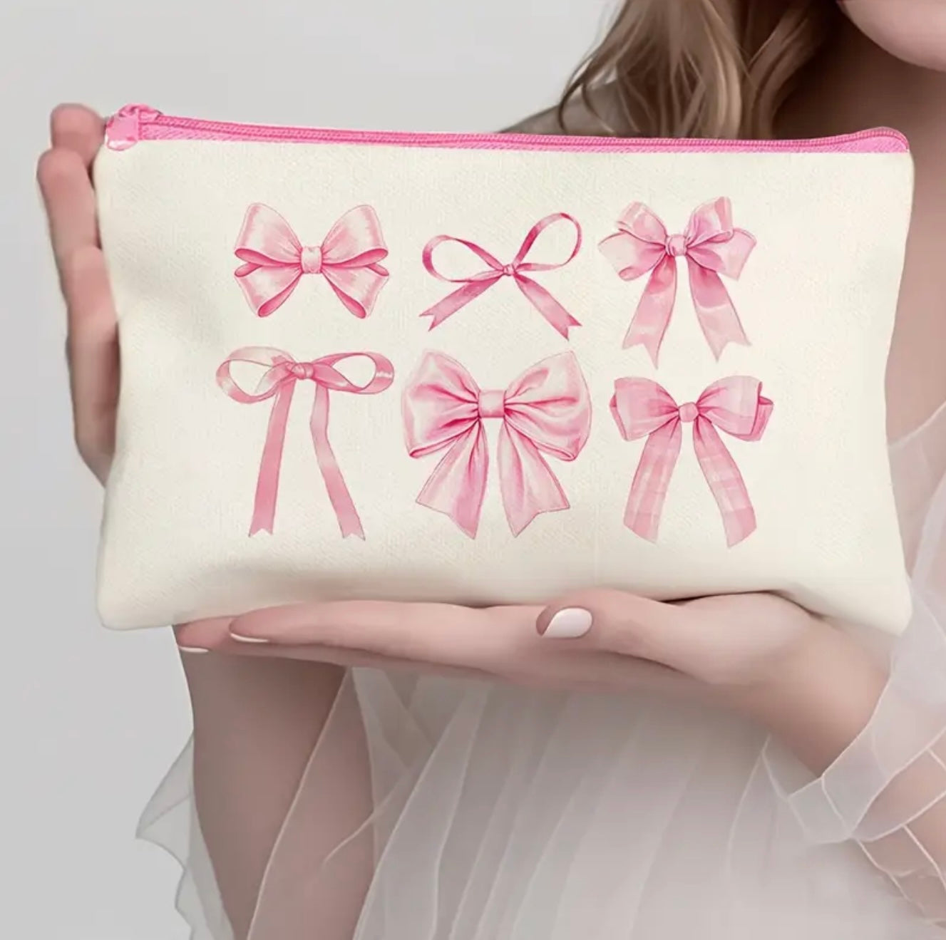 Pink Bow Makeup Pouch / Cosmetic Bag